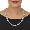 thumbnail image 3 of Round Crystal Silvertone Link Necklace 24-inch, 3 of 5