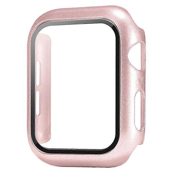 Rose GoldCase Compatible with Apple Watch 44MM, 2 in 1 Protection PC Hardening Case and HD Tempered Glass Film for iwatch 44MM Accessory Screen Protec