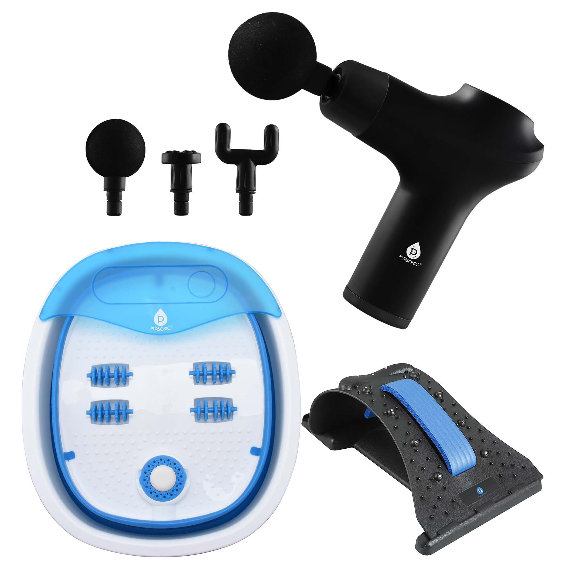 Head-to-Toe Relaxation Bundle: Massage Gun, Neck  Shoulder Stretcher, Foot Massager