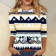 thumbnail image 2 of CYMMPU Fall Trendy Shirts 3/4 Sleeve Geometric Printed Tunic Tops Boho Blouses for Women Dressy Casual Loose Fit Spring Tops Crew Neck Western T-Shirts M, 2 of 5