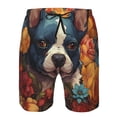 thumbnail image 3 of Cauagu Cute Colorful Flower French Bulldog Print Men's Swim Trunks,Hawaiian Bathing Suit Swimsuits Beach Shorts with Pockets for Men Quick Dry Swimming Board Shorts-3X-Large, 3 of 6