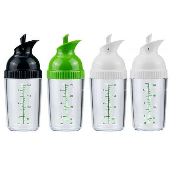 4 Pack Salad Dressing Shaker, 7 Oz Dressing Mixer Shaker Bottles, Black & White & Green