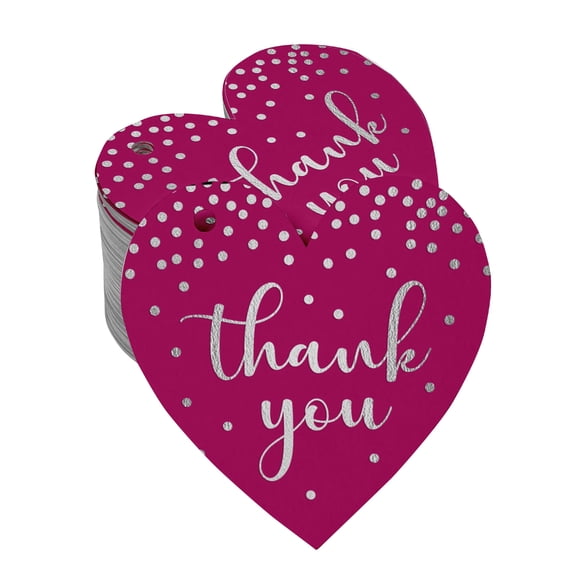 Inkdotpot Thank You Bridal Shower-Baby Shower-Retirement-Wedding-Birthday Bottle Tag Real Silver Foil Favor Hang Tags Pack Of 100