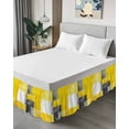 thumbnail image 4 of Abstract Yellow Gary Paint Bed Skirt California King Size 16" Drop Mottled Retro Oil Painting Ruffled Wrap Around Bed Skirts Adjustable Elastic Bedskirt Dust Ruffle for California King Size Bed, 4 of 7