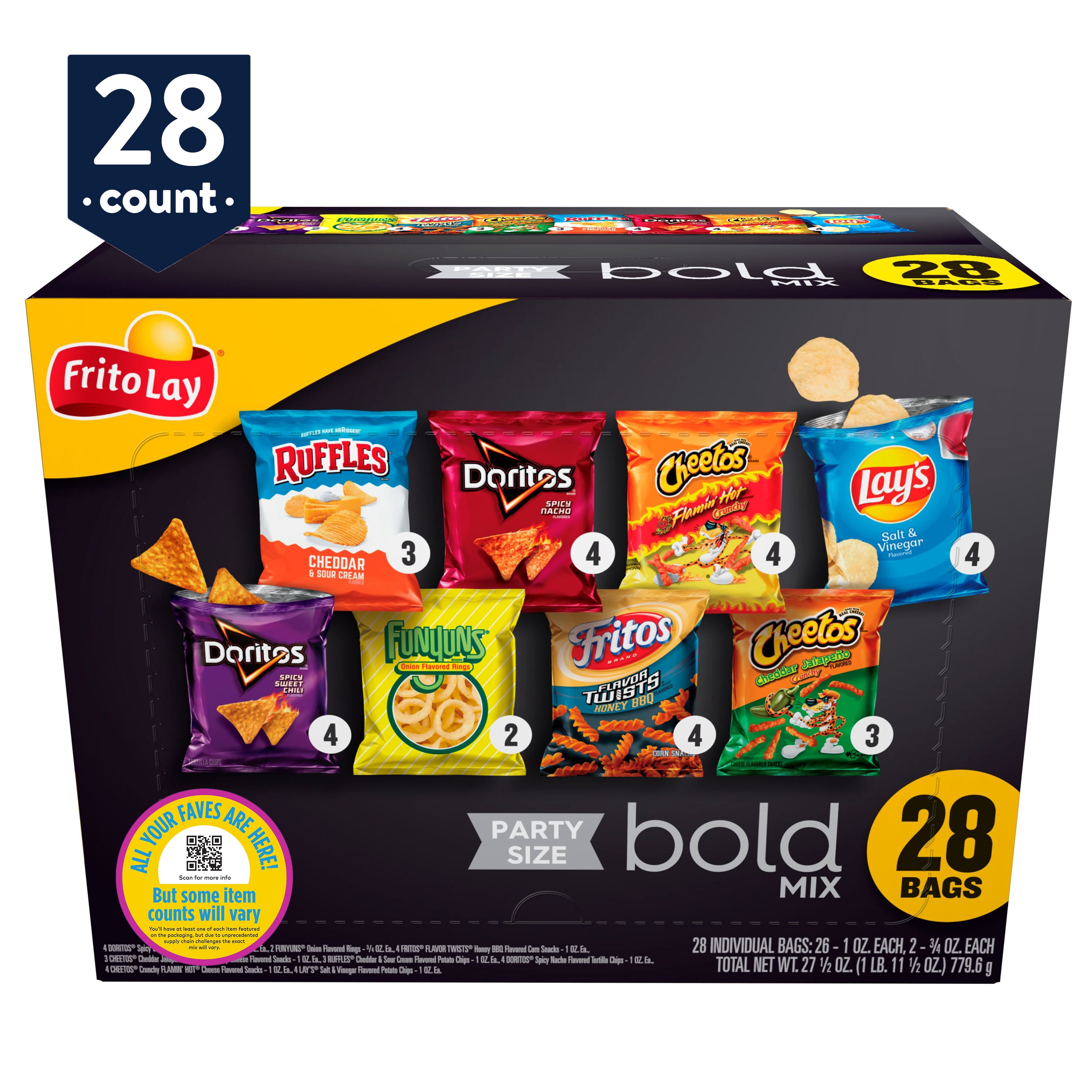 Frito-Lay Snacks Bold Mix Variety Pack, 28 Count