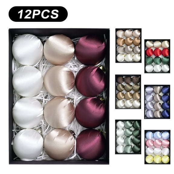 12Pcs Christmas Balls Ornament, 6cm Satin Balls Christmas Ball Ornaments Multicolored Christmas Tree Hanging Ball Xmas Holiday Decor, Luxury Home Decor for Xmas Tree Wreath Wedding Party Decor