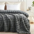 thumbnail image 5 of 50x60 Inches Ultra-Soft Fuzzy Faux Fur Plush Throw Blanket - Thick, Warm Sherpa for Couch, Sofa, Bedroom, Camping - Decorative Blanket for Cozy Warmth, Bubble Gray, 5 of 7