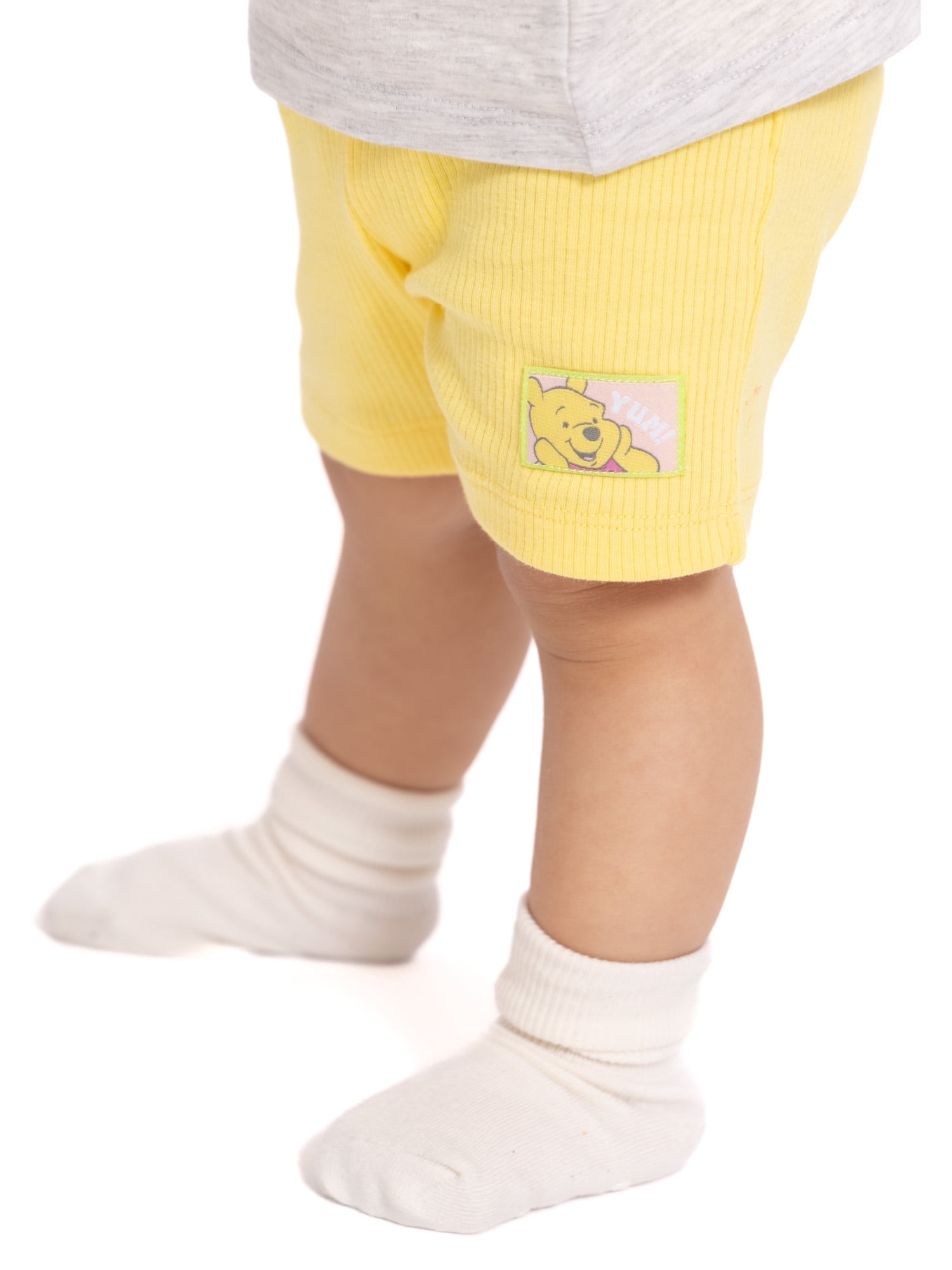 Winnie the Pooh Baby Girls Graphic Tee and Bike Shorts Set, 2-Piece, Sizes 0/3M-24M