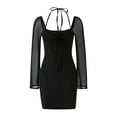 thumbnail image 4 of SAYOO Vestido de Manga Larga para Mujer con Tirantes Ajustables, Ropa de Verano de Malla Transparente de Color Sólido SAYOO casual, 4 of 9