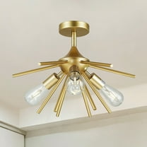 Warehouse of Tiffany WSD027 Tyra 18 in. 3-Light Indoor Gold Finish Semi-Flush Mount Light with Light Kit