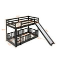 thumbnail image 3 of DreamBuck Floor Bunk Bed with Slide, Twin over Twin Bunk Bed for Teens, Wood Low Bed Frame with Ladder for Teens, Espresso, 3 of 8