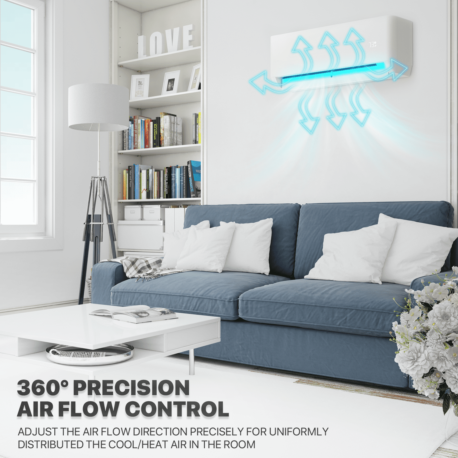 mollie 9,000 BTU 23 SEER2 Ductless Mini-Split Heat Pump Air Conditioner, Cools Up to 400 Sq.Ft., 115V WIFI AC Unit with Pre-Charged Condenser, 4-in-1 Filter & Remote Control