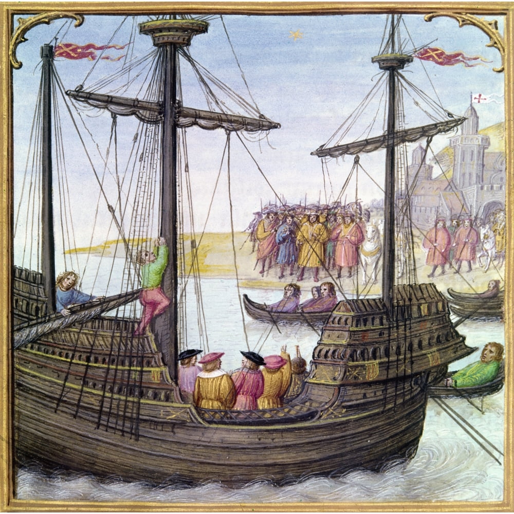 Spain Ship, 15Th Century. /Nspanish Sailing Ship, Probably Of The 15Th