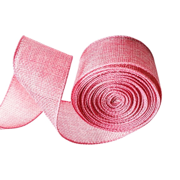 Burlap Ribbon Wired, 2.5 Inch x 5.5 Yards Pink Burlap Fabric Ribbon for Spring Easter Crafts, Wreath, Bows, Gift Wrapping, Outdoor Decoration(Pink)