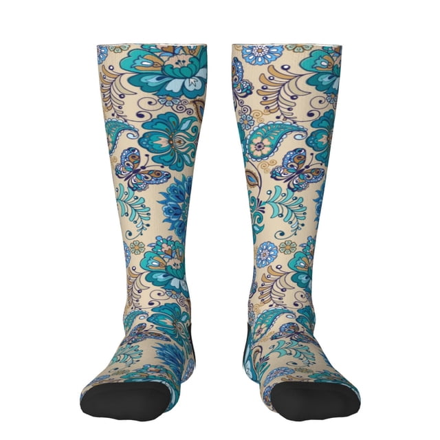 Balery Vintage Floral Butterflies Calcetines novedosos Calcetines deportivos Calcetines hasta la rodilla Calcetines de algodón Calcetines originales y geniales