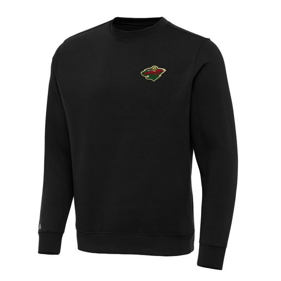 Men's Antigua Black Minnesota Wild Big & Tall Victory Crewneck Pullover Sweatshirt