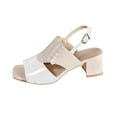 thumbnail image 2 of Sandals for Women Casual Summer Oofos Sandals for Men Women's Fashion Casual Spring And Summer Comfortable Color Matching Square Toe Open Toe One-Line Buckle Thick Heel High Heel Sandals White, 2 of 5