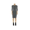 Halston Womens Metallic Puff Sleeve Cocktail Dress Silver 12