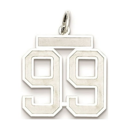 Diamond2Deal 925 Sterling Silver Rhodium-Plated Satin Number 99 Charm Pendant for Women