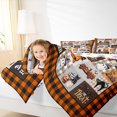 thumbnail image 6 of Manfei Happy Halloween Child Queen Comforter Set, Gothic Pumpkin Bedding Sets, Black Orange Buffalo Patchwork Reversible Bedding Comforter Set, Microfiber Bedroom Decor, 3 Pieces, 6 of 9