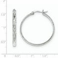 thumbnail image 2 of Beautiful Sterling Silver Rhodium-plated 2.5mm Textured Round Hoops, 2 of 2