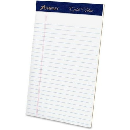 Ampad Legal Pad - Ampad Gold Fibre Med. Ruled Prem. Jr. Legal Pads - 50 Sheet - 5quot; x 8quot; - 4 / Pack - White Paper