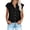 Black women denim crop top a1, variant on Women Collared Knot Front Crop Top Denim T Shirt Short Sleeve Button Down Casual Blouse Trendy Summer Tee for Party Vacation, Black 2XL