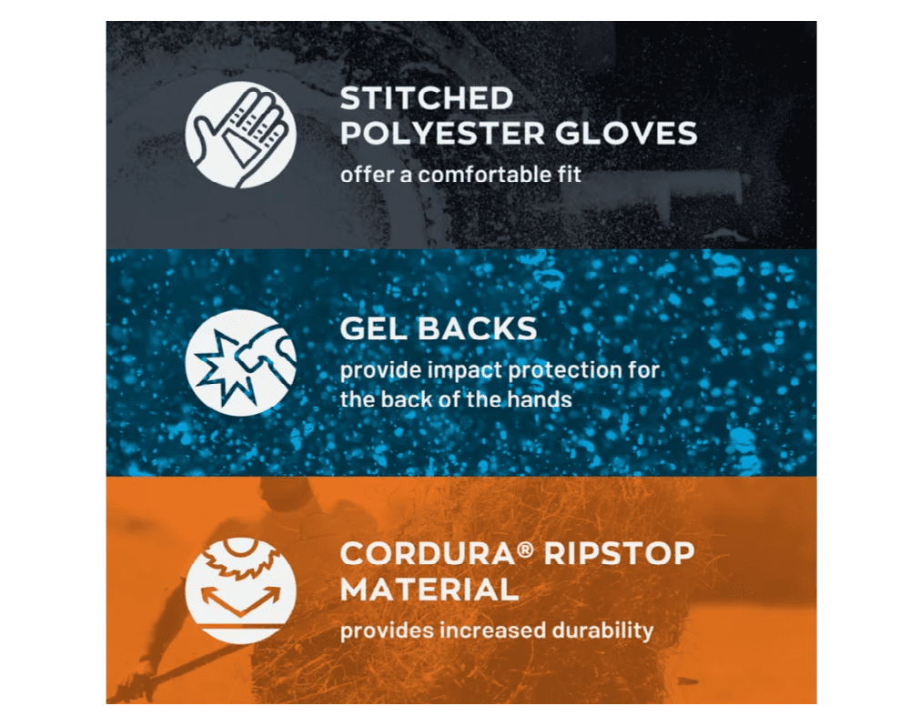 Ridgecut RC83039-XL Men's Cordura Gel Impact Polyester Work Gloves, Gray/Black, XL, 1 Pair