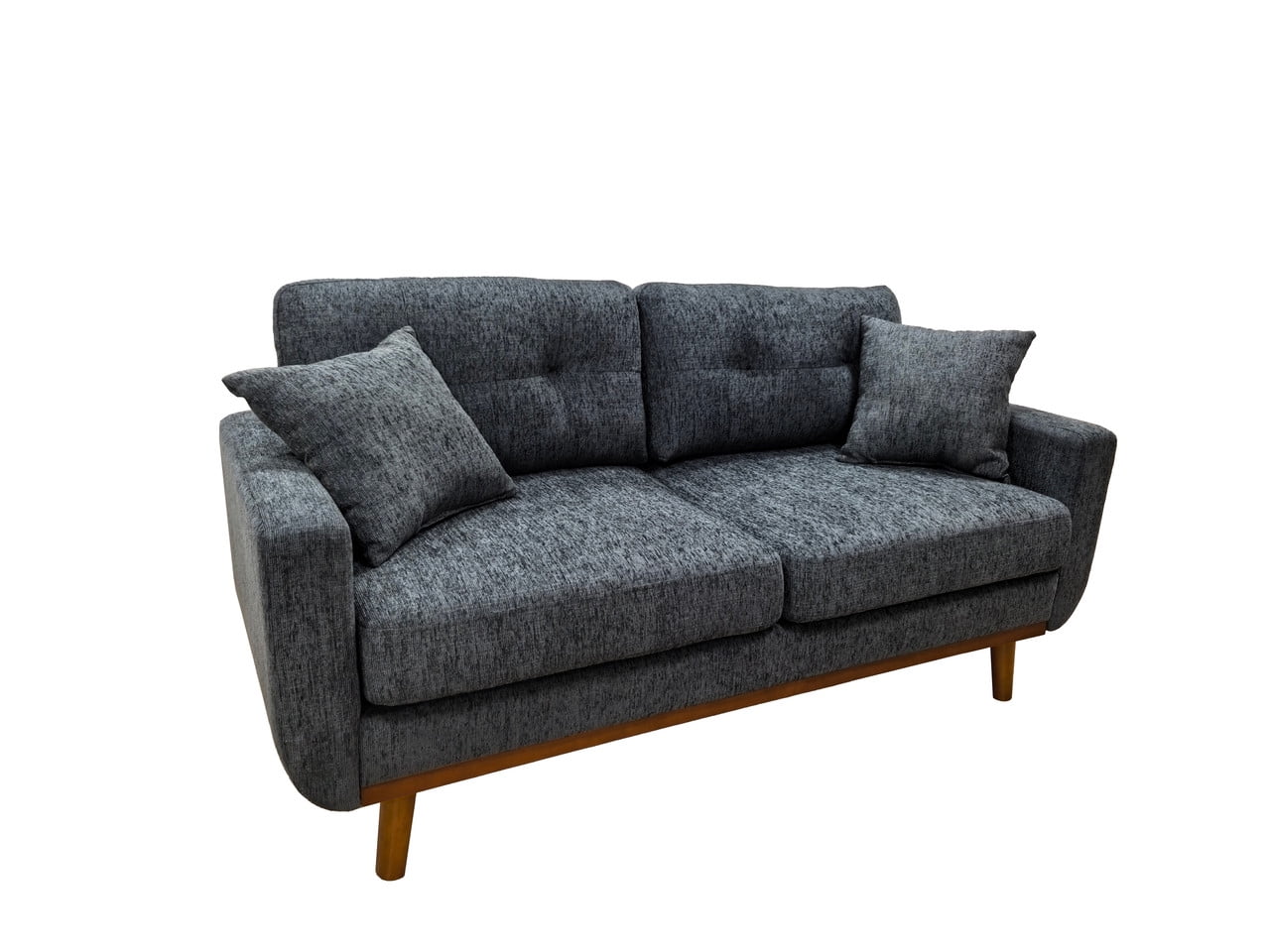 Timbernest 67.7" Loveseat Sofa, Mid-Century Loveseat Couch with Wooden Legs, Blue Gray Tufted Upholstery