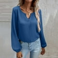 thumbnail image 4 of TAIAOJING Women Casual Crewneck Tops Fashion Loose Chiffon Shirts Temperament Solid Color Long Sleeves Bottoming Shirts Loose Tunics, 4 of 7