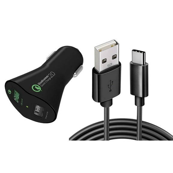 Car Charger for Samsung Galaxy Z Flip5/Flip4/Flip 3 5G - 30W Fast 2-Port USB 6ft Cable Type-C Quick Charge DC Socket for Galaxy Z Flip5/Flip4/Flip 3 5G