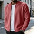 thumbnail image 6 of Mens Full Zip Cardigan Sweater Casual Mock Neck Ribbed Knitted Winter Chunky Sweaters, M, 6 of 7