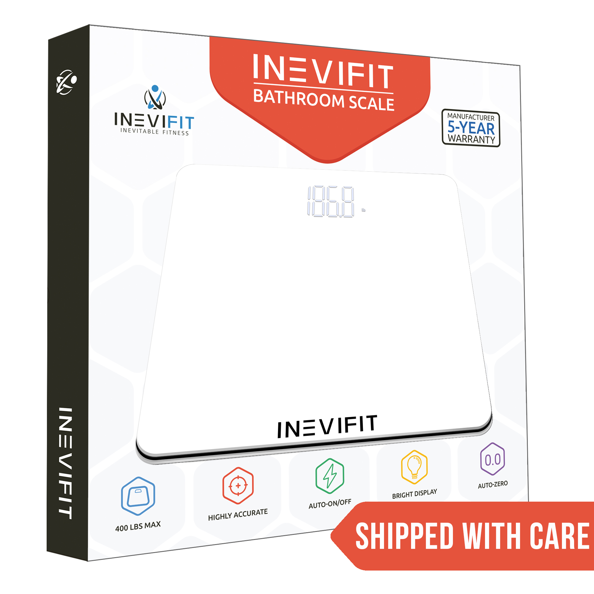 INEVIFIT Bathroom Scale, Highly Accurate Digital Bathroom Body Weight Scale, Precisely Measures Weight up to 400 lbs - White