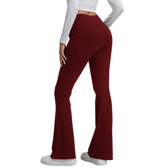 CoKate Women's Fleece Lined Flare Leggings with Pockets High Waisted Thermal Bootcut Yoga Pants for Winter