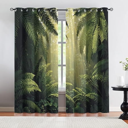 Forest Curtains For Bedroom Living Room Woodland Blackout Curtains & Home Decor Tropical Window Treatments Grommet Curtain 42 W x 84 L (Pack of 2)