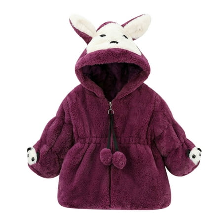 

Tagold Fall Savings Clearance Winter Coats for Toddler Girls Solid Color Thicken Plush Cute Flowers Rabbit Ears Winter Hoodie Thick Coat Cloak