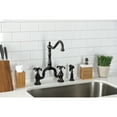thumbnail image 4 of Kingston Brass KS7755TXBS French Country Two-Handle 3-Hole Deck Mount Bridge Kitchen Faucet with Brass Side Sprayer in Oil Rubbed Bronze, 4 of 8