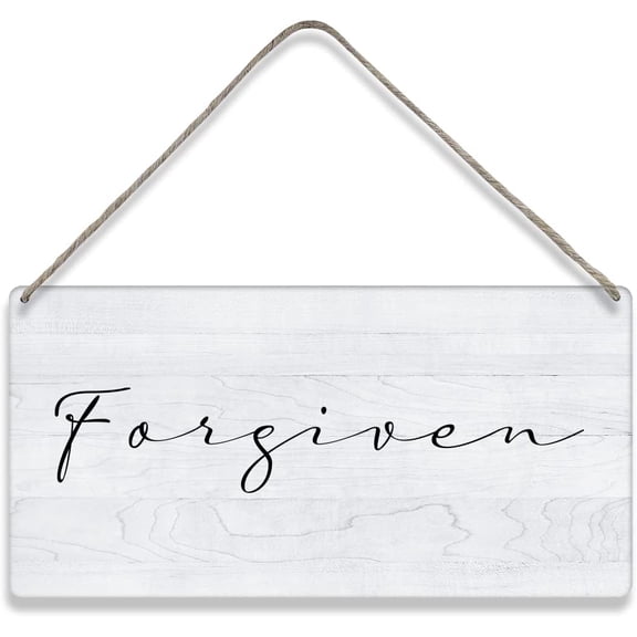 Bible Verse Home Wall Decor Forgiven Scripture Wood Signs Rustic Hanging Wall Plaque Wooden Christian Religious Sign 10x5 Inch