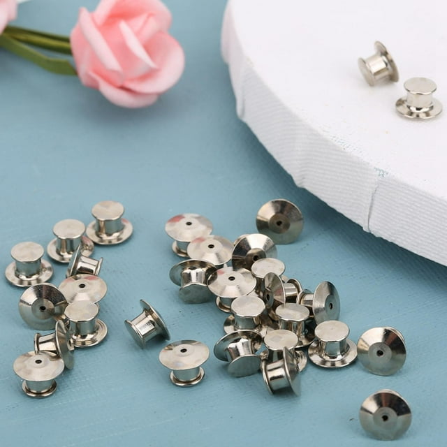 Easy Installation Brooch Pin Backs, Removal 7 X 10mm Safe Rust Proof Brass Pin Backs, For Pushpins Display Books Bags Name Tags