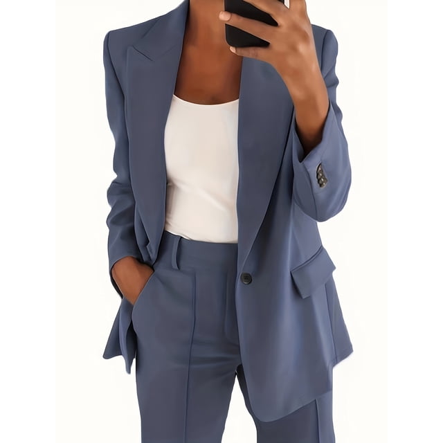 Nouvelle Mode d'Automne et d'Hiver, Ensemble Veste et Pantalon à Revers, Coupe Ajustée, Style Élégant pour Femmes