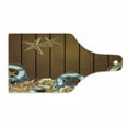 thumbnail image 1 of Seashells Cutting Board, Seashells Anchors Starfish on Wooden Backdrop Nautical Elements Sea Theme, Tempered Glass Cutting and Serving Board, Wine Bottle Shape, Brown Blue White, by Ambesonne, 1 of 1