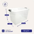 thumbnail image 4 of HOMZ 112 Quart Latching Clear Plastic Storage Container, Grey Latch, 4 Pack, 4 of 10