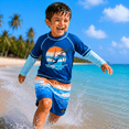 thumbnail image 3 of Big Chill Boys Swim Set - UPF 50+ Long Sleeve Rash Guard and Swim Trunks, 2 Piece Boys Swimsuit Set, 3 of 7