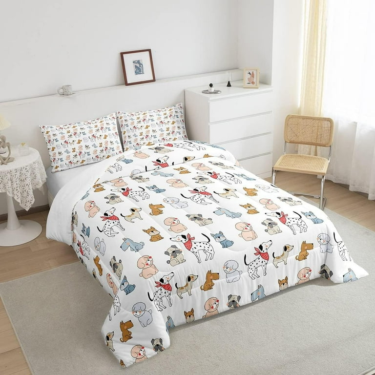 Erosebridal Queen Cartoon Dogs Bedding Set, 3D Printed Pug - Main Image