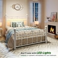 thumbnail image 6 of EnHomee Twin Size Metal Platform Bed Frame Metal Bed Frame Twin with Headboard & Footboard Bed Frame with LED Lights & Storage, Noise Free, White, 6 of 8