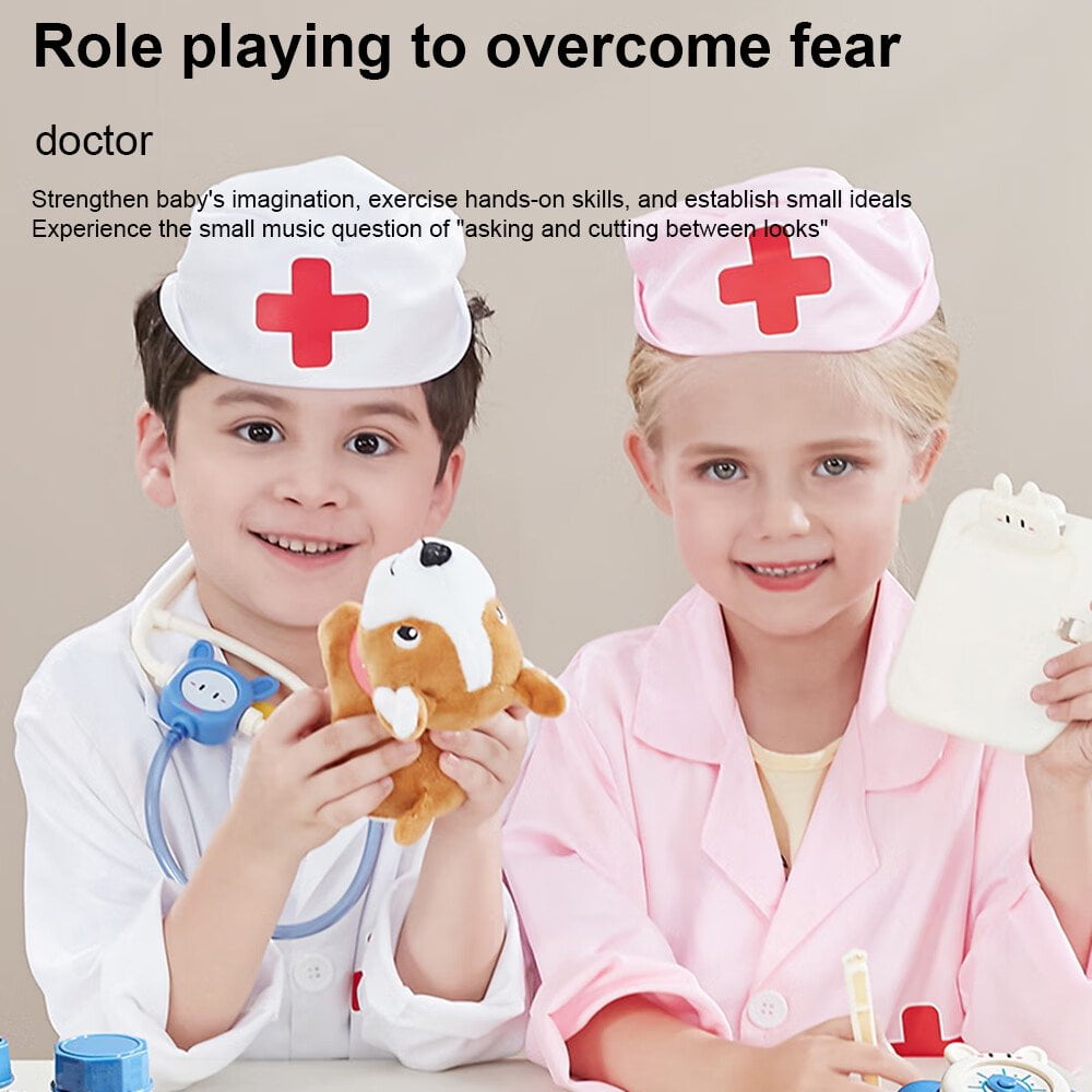 Blouse Stéthoscope Mallette Docteur Enfant 34 Pièces - Déguisement Médecin Avec Stéthoscope, Seringue - Jouet éducatif 3+ Ans Docteur Maboul