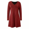 thumbnail image 6 of Womens V Neck Long Sleeve Red Sparkly Dress Carnival Outfit Women's Sequin Dress, 6 of 8