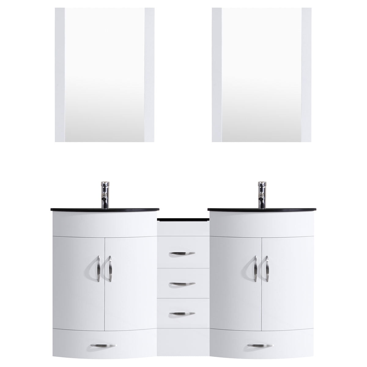 72 White Vanity Set Two 30 Sink Bases, One 12 Drawer Base (LV5C1472