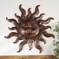 thumbnail image 2 of DecMode Bronze Metal Sun Wall Decor with Smiling Face and Curved Rays, 2 of 7