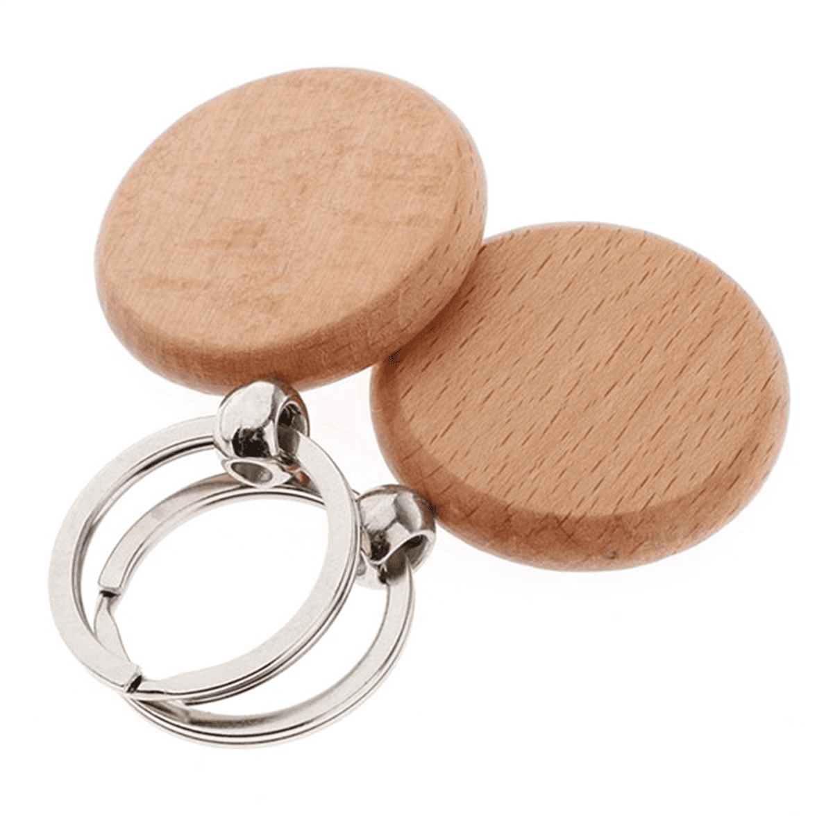 120 Pcs Blank Wooden Keychain Personalized Round Engraving Key DIY Wood Keychains Key Tags Can Engrave DIY Gifts